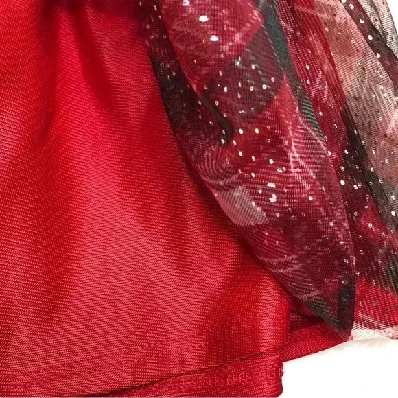 HolidayTime Skirt Red/Black/White Plaid Sparkly Mesh Size 3T - Picture 5 of 16